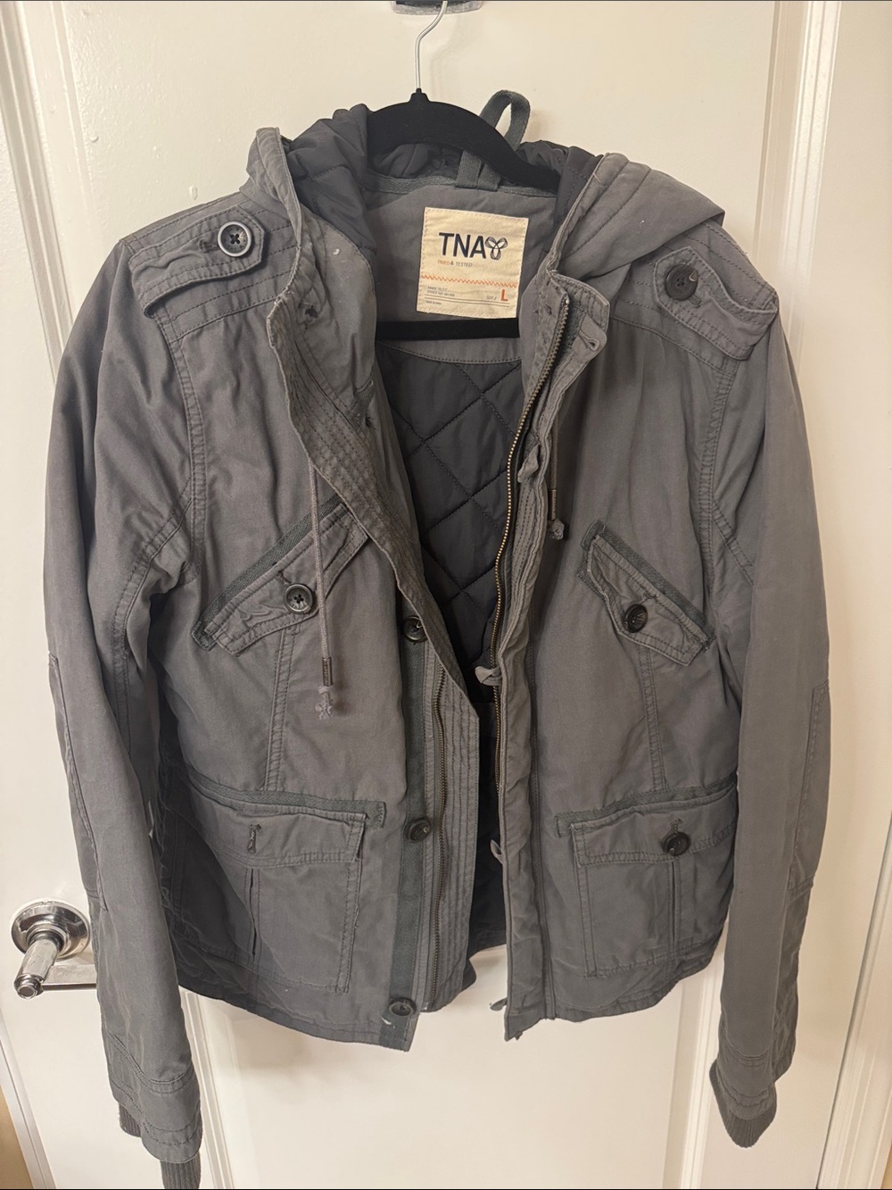 TNA Men's Charcoal Gray Hooded Field Jacket